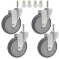 RILIDRI 5-Inch Swivel Caster Wheels, 7/16-Inch Stem Diameter Rubber Wheel, Heavy Duty TPR Thermoplastic Rubber Replacement Wheels, 225-lb per Wheel- 4 Pack