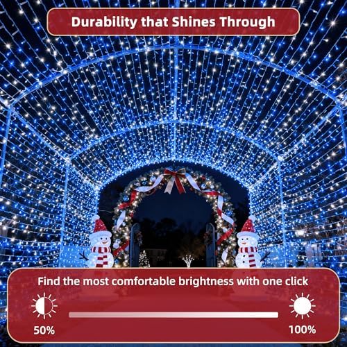 240ft Outdoor Christmas Lights, 750 LED Super Long String Lights 12 Modes & Timer Memory, Dimmable Outsite Waterproof Light Strings for Xmas Tree Garden Wedding Party Holiday Decorations Blue &White