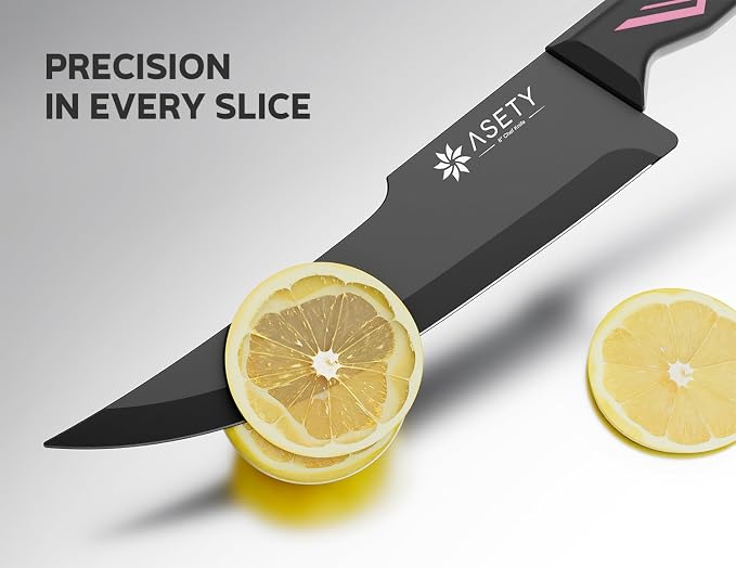 ASETY 15 PCS Knife Set with Block and Sharpener, Dishwasher Safe, Pink | Razor Sharp Kitchen Knives, Stainless Steel Knife Block Set, Ergonomic Non-Slip Handle, Elegant Box for Her Girls Women Wife
