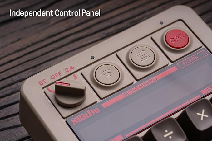 8Bitdo 18 Key Retro Mechanical Numpad, Supports PC & Standard Calculator Mode, Hot-swappable, PC Calculator Shortcut Button, Bluetooth/2.4G/Wired for Windows and Android - C64 Edition