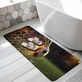 Flaming Soccer Bathroom Runner Rugs Non Slip Washable Absorbent Narrow Long Bath Mat Goal Net Powerful Fire Orange Grass Green Runner Rugs for Kitchen Hallway Bedroom Laundry Study Room 31.5"x63"