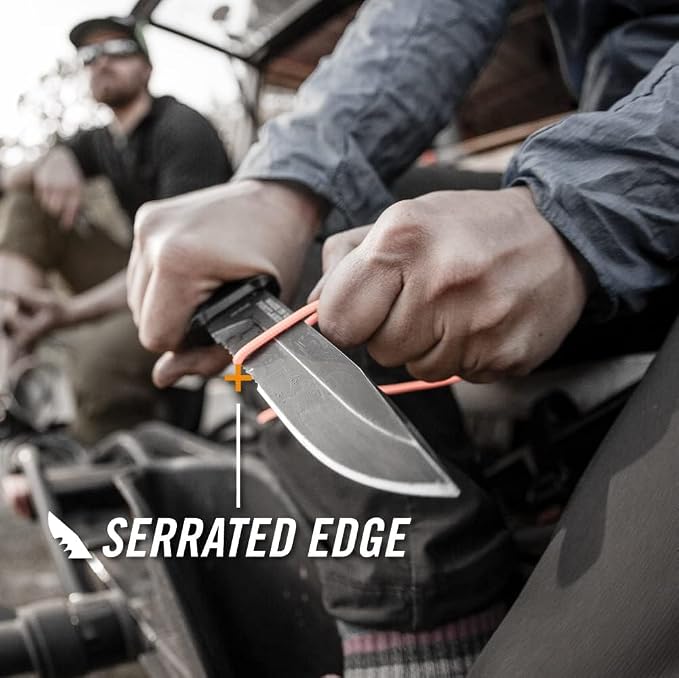 Gerber Gear StrongArm - Fixed-Blade Camping & Hunting Knife with Striking Pommel & Sheath - Premium Survival Gear - Made in USA - Coyote Brown, Serrated Edge