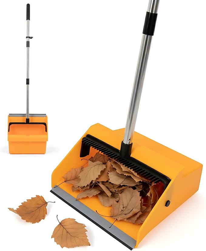 4 Pack Heavy-Duty Angle Broom and Large Commercial Dustpan