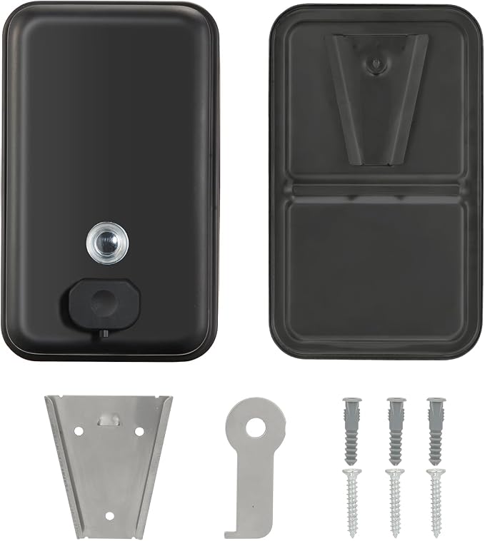 Stardrix Matte Black Stainless Steel Vertical 1100ml/37oz Capacity Commercial-Grade Soap Dispenser, Wall-Mounted Bathroom Hand Soap Dispenser with Corrosion-Proof Lining and Anti-Leak Pump