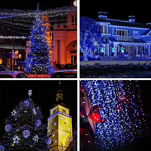 weillsnow Outdoor Christmas Decoration,66 FT 200 LED String Lights with Timer Memory Function,Plug in Waterproof Fairy Lights for Indoor Outdoor Home Room Garden Christmas Party Decor(Blue&White)