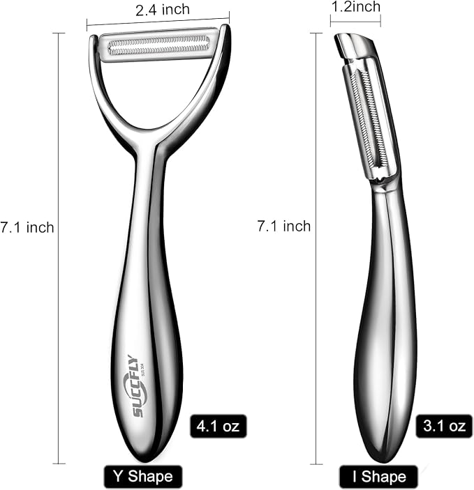 SUCCFLY Vegetable Peeler Stainless Steel，Ultra Sharp Potato Peelers for Kitchen, Premium Veggie Fruit Peeler, Carrot Peeler, Rotary Serrated Blade, Thickened Non-Slip Ergonomic Handle(5-year warranty)