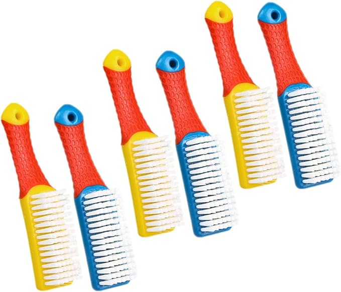 6pcs Shoe Washing Brush Set with Hard Bristles, Sturdy Plastic Scrub Brushes for Laundry and Clothes Cleaning, Multi-Purpose Tools for Household Use