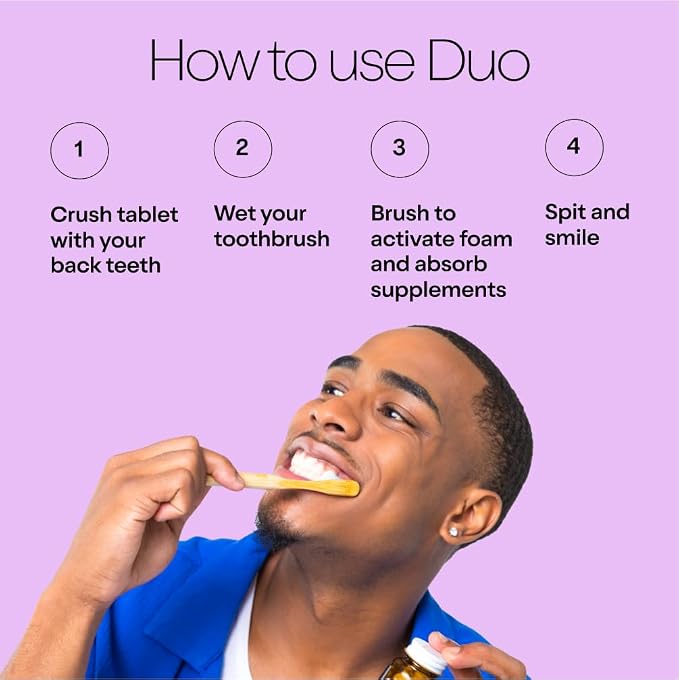 Duo Sleep Toothpaste Tablets, Melatonin and Nano Hydroxyapatite, 62 Count | Fluoride-free nHa tablets, gentle whitening, enamel remineralization, sensitivity relief, melatonin, L-theanine, plastic-free