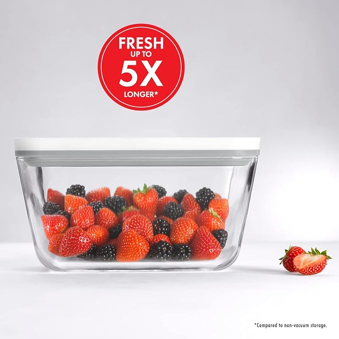 Zwilling Fresh & Save 3-Pc Glass Food Storage Container Set | Airtight Glass Containers Keep Food Fresh Up to 5X Longer with the Fresh & Save Vacuum Pump (Pump Not Included).