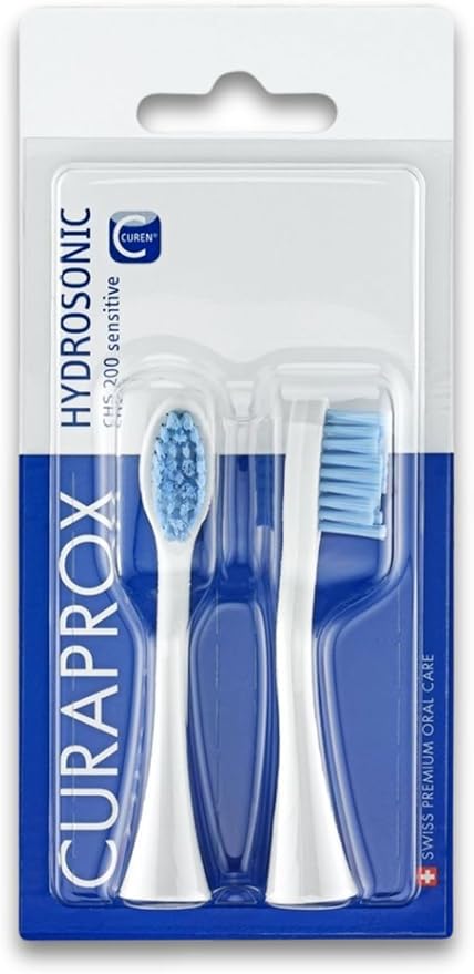 Curaprox Hydrosonic Brush Heads CHS 200 Sensitive Duo – for Gentle Gum Care & Effective Cleaning | Sonic Toothbrush Replacement Heads, 2-Pack | Swiss Made