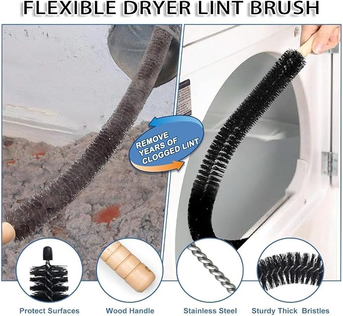 Universal Dryer Vent Cleaner Kit Vacuum Hose Attachment for Beam Serenity Series 2018–2026, Flexible Lint Remover with Long Brush, Washing Machine & Tight Spaces