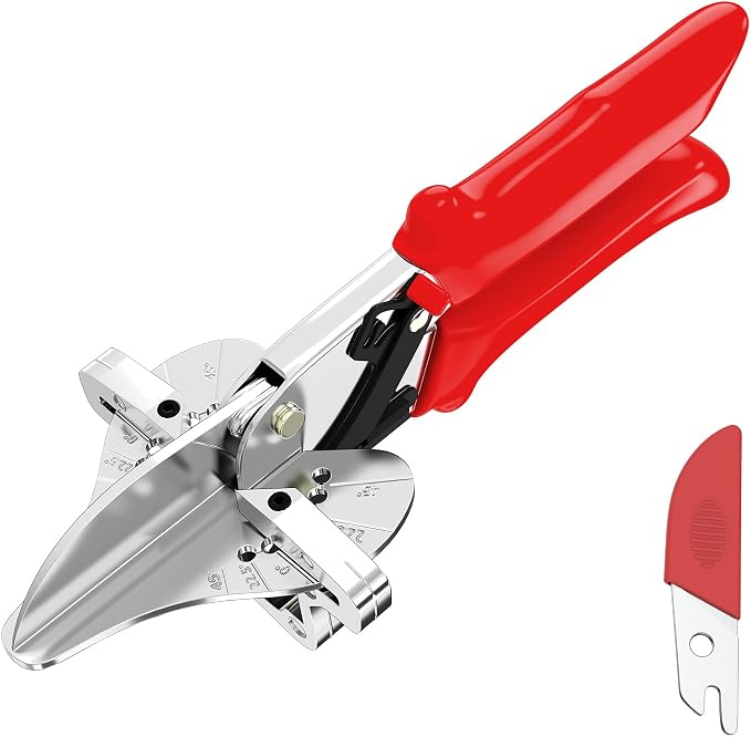 GARTOL Precise Miter Shears, 22.5°-135° Adjustable Angle Cutter for Shoe Moulding and Quarter Round, Hand Tool for PVC Trunking, Soft Wood Trim and Crafting with SK5 Steel Blade & Spare Blade