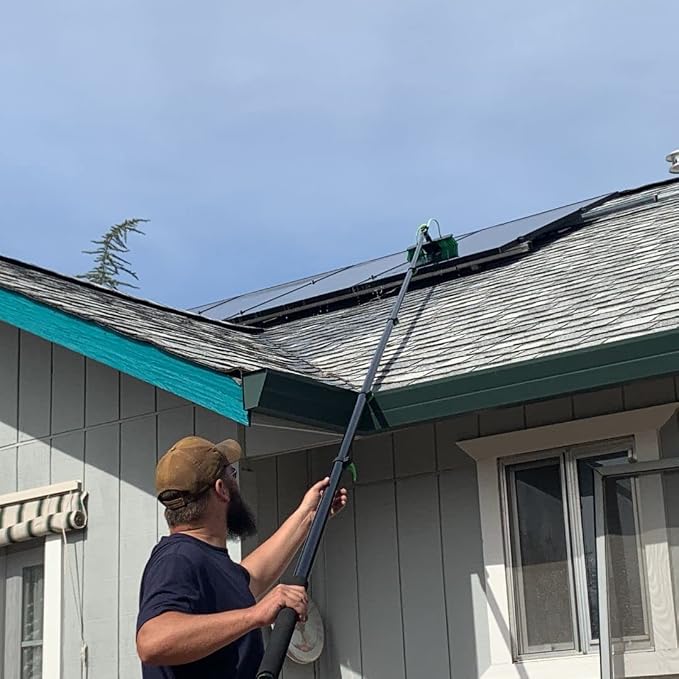 30 Feet Reach Solar Panel Cleaning Brush & Pole Water Fed Pole Kit, Window Cleaner Window Glass Solar Panel Cleaning System Washing Equipment Tool Solution Scrubber Brush & Hose Spray Washer