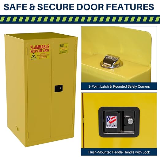 Jamco 60 Gallon Steel Flammable Safety Cabinet, Manual Doors, Yellow | All-Welded Double-Wall Steel Flammable Storage Cabinet, Lockable Doors, 34"W X 34"D X 65"H, Osha & Fm Certified, Made In Usa
