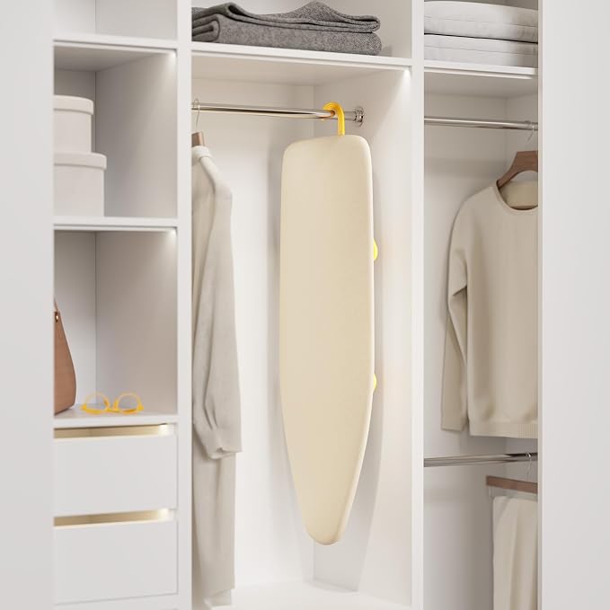 12"×38" Small Ironing Board Tabletop, Table Top Iron Board Small with Mesh Metal Base, Mini Tabletop Ironing Boards Space Saving, Compact Table Top Iron Boards Small with Non-Slip Feet, Milk White