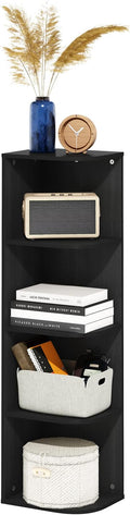 Furinno Pasir 4-Tier Corner Open Shelf Bookcase, Blackwood