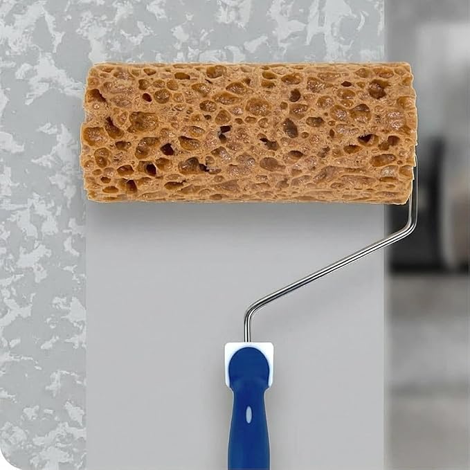 Hanroy Sea Sponge Roller for Painting, 6'' Texture Pattern Paint Roller, Decorative Art Faux Sponge Paints Tools, Fast and Easy Pattern Art Sponge Roller for Home Wall Decoration(M90F)