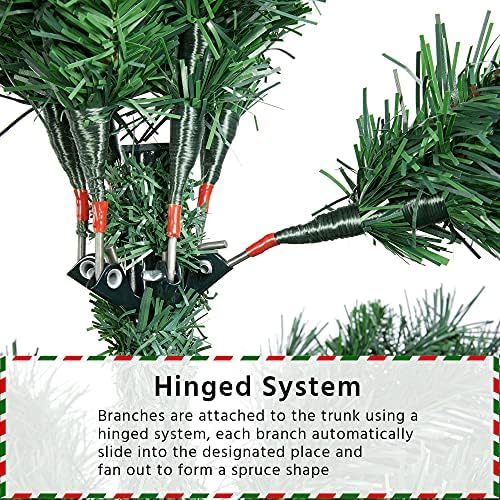Yaheetech 6ft Pre-lit Artificial Christmas Tree Hinged Spruce Pencil Tree