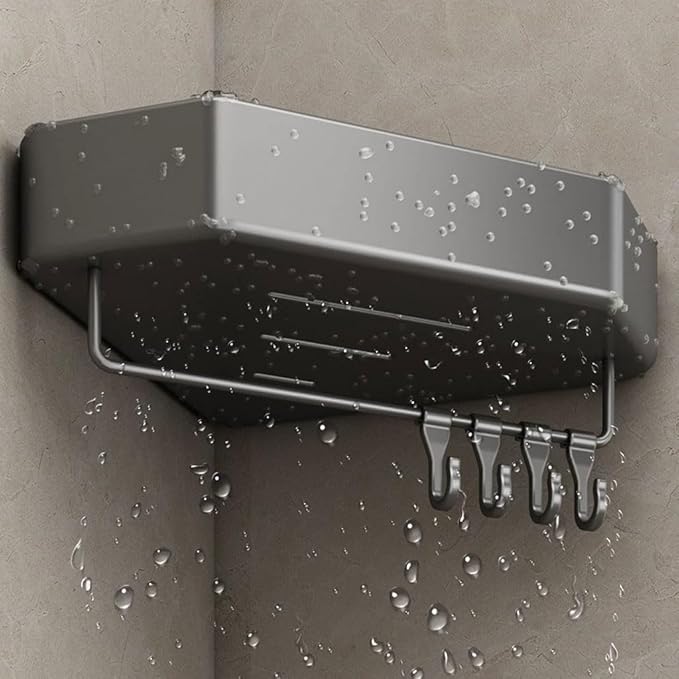 Toothbrush Rack Bathroom Corner Toothbrush Holder Triangle Gun Gray Toothpaste Holder Wall-mounted Bracket Saves Space Bathroom Toothbrush Holder, S32cm
