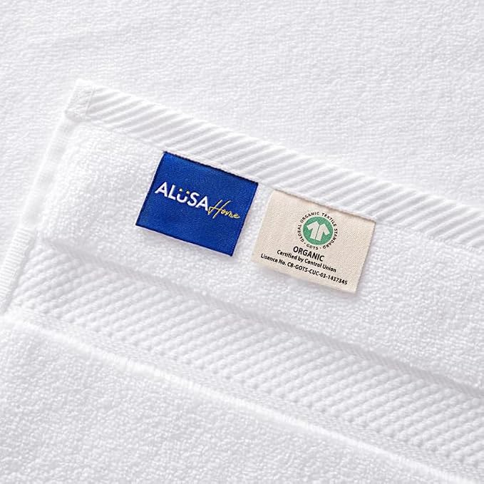 Alusa Home 100% Organic Luxury Bath Sheets - GOTS Certified - Extra Large 35x70 Inches (Pack of 2) Zero-Twist, Long-Staple Cotton Bath Sheet Set (White)