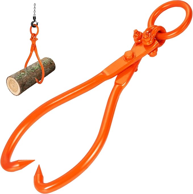 VEVOR Log Skidding Tongs, 18 inch 2 Claw Log Lifting Tongs, Heavy Duty Steel Lumber Skidding Tongs, 772 lbs/350 kg Loading Capacity, Log Lifting, Handling, Dragging & Carrying Tool