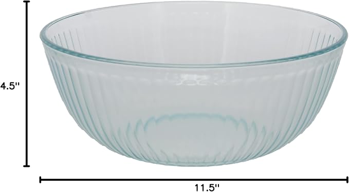 Pyrex 7404 (4.5Qt) Glass Mixing Bowl & 7404-PC Blue Lid - Made in USA | Clear Glass | BPA-Free Plastic Cover | Round Shape | Food Prep Use | Top Rack Dishwasher Safe | Resists Stains & Odors