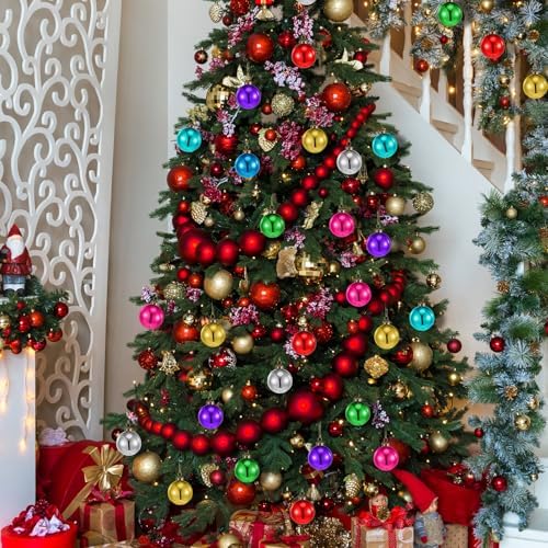 Civaner 32 Pcs 2.36 in Mercury Glass Christmas Balls Ornaments, Multicolor