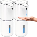 2 Pack Automatic Soap Dispenser Touchless,Liquid Hand Soap Dispenser 12.8oz Electric Wall Mounted Smart for Bathroom and Kitchen Dish Soap，Easy for Toddlers(White)