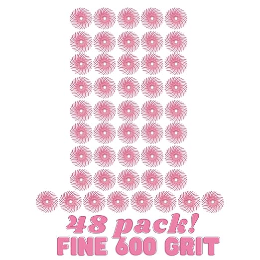 Dedeco Sunburst Radial Bristle Discs 48-Pack - 5/8" Curved - Pink 600 Grit (Fine, Pumice) - Aluminum Oxide for Polishing & Finishing