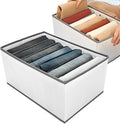 EASEVE Wardrobe Closet Organizer and Storage for Clothes - 7 Grids Foldable Drawer Dividers Organizers for Jeans | Pants | Shirts | Leggings, Stackable Clothing Bins for Closets Organization (1PCS)