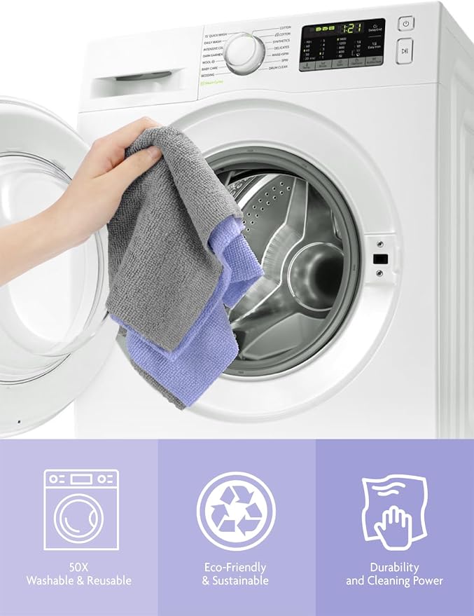 Fantasticlean Microfiber Cleaning Cloth Roll -75 Pack, Tear Away Microfiber Towels, 12" x 12", Reusable, Washable, Scratch Free, Ultra Absorbent Dishcloth for All-Around Cleaning Supplies (Lavender)