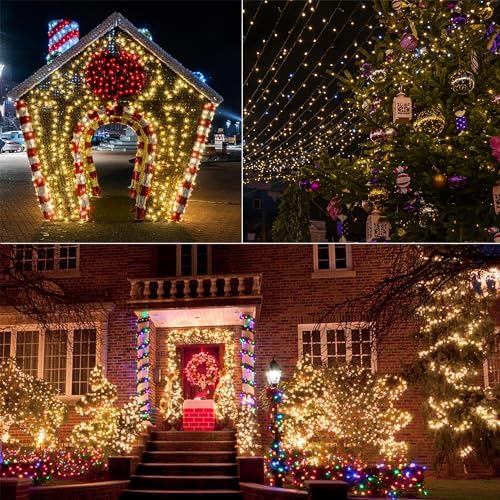 WATERGLIDE 1000 LED Christmas String Lights, 328 FT Green Wire LED Decorative Fairy Lights with Remote & 8 Modes, Waterproof for Outdoor Xmas Holiday Party Garden Wedding Home Decor, Warm White
