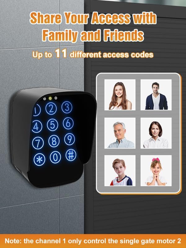 JUJIANG TKM-01 Touch Panel Wireless Gate Keypad with Outdoor Keypad Cover Digital Code Entry Access Control Keypad for Automatic Swing Sliding Gate Opener Garage Door Opener Remote Operator Accessory