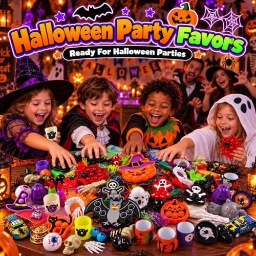 KissFree 345 PCS Halloween Party Favors for Kids, Halloween Toys Bulk, Halloween Goodie Bag Fillers, Non-Candy Treats for Kids, Classroom Prizes