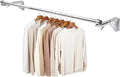 TBMLC Foldable Wall Mounted Clothes Rack- 44'' Long Rod & 2 Thick Bases | Stainless Steel,Multi-Purpose for Space-Saving Garment Rack/Clothes Drying Rack/Clothes Hanger,Detachable Top Shelf Reserved