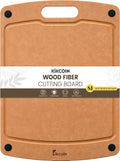 Kikcoin Wood Cutting Board, Cutting Boards for Kitchen Dishwasher Safe Non-slip Chopping Board with Juice Groove, Wood Fiber Composite Cutting Board with Handle, 14.6"*10.8"