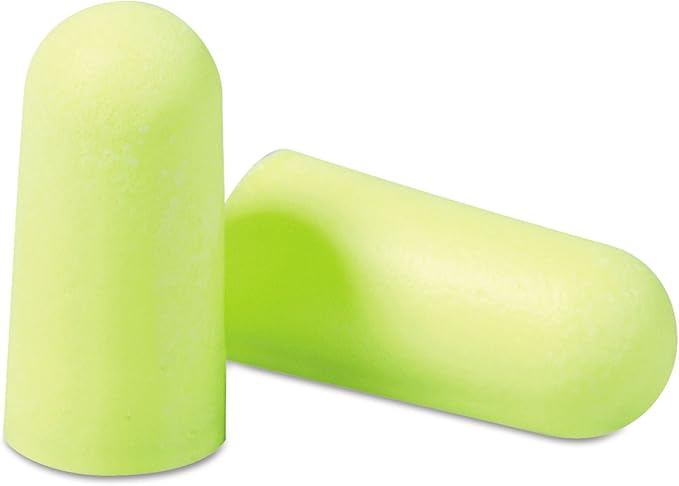 3M Ear Plugs, E-A-Rsoft Yellow Neons 315-1250, 200 Pair of Disposable Earplugs, Pairs Individually Wrapped, Regular Size, Uncorded, 33 NRR, Tapered Cylinder Shape, Slow Recovery Foam