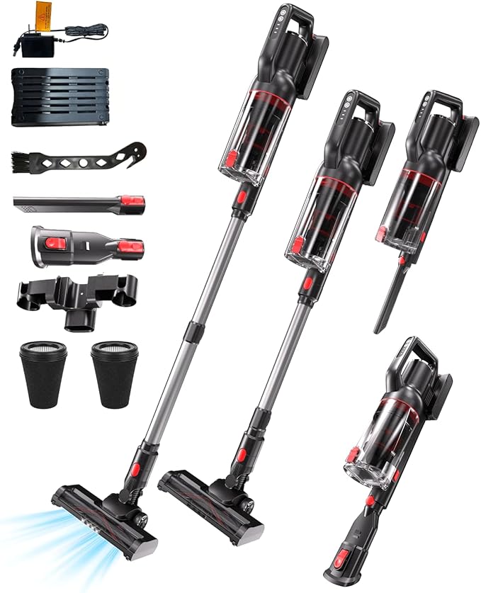 Pet Cordless Stick Vacuum Cleaner, 1L Dust Cup | LED Headlights, Removable Handheld Vac, Crevice Tool | Portable Vacuum for Pet Hair | Carpet & Hard Floors | 50-Min Runtime