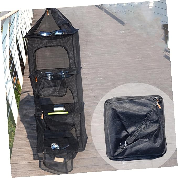 KOMBIUDA Outdoor Camping Bowl Storage Dryer Rack Drying Rack for Dishes Foldable Laundry Drying Mesh Net