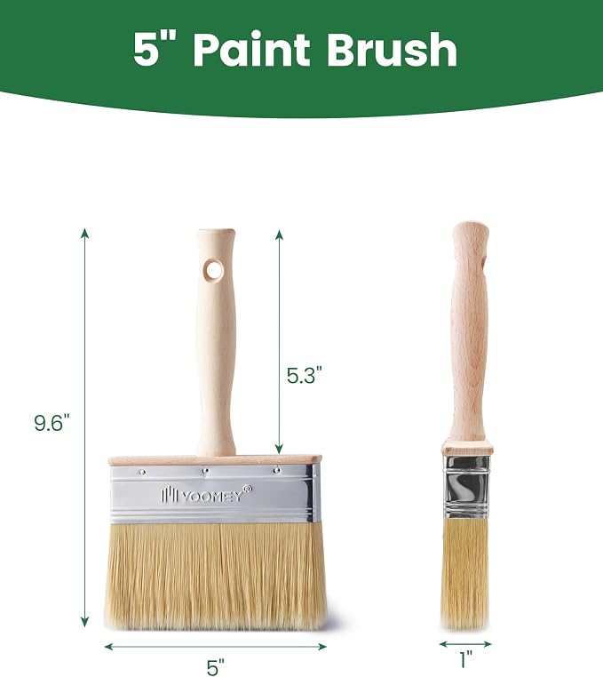 Voomey Deck Stain Brush 5 Inch, Limewash Paint Brush, Deck Stain Applicator Made of Faux Bristle Wire, Stain Brush for Wood Furniture, Wood Doors, Fences