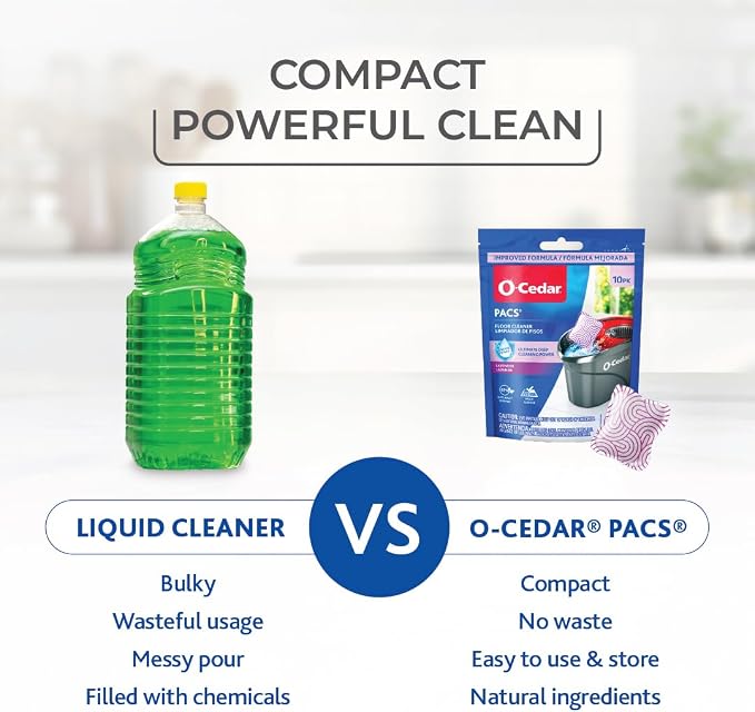 O-Cedar EasyWring Microfiber Spin Mop & Bucket Floor Cleaning System Bundle with O-Cedar PACS Hard Floor Cleaner (Lavender, 10 Count)