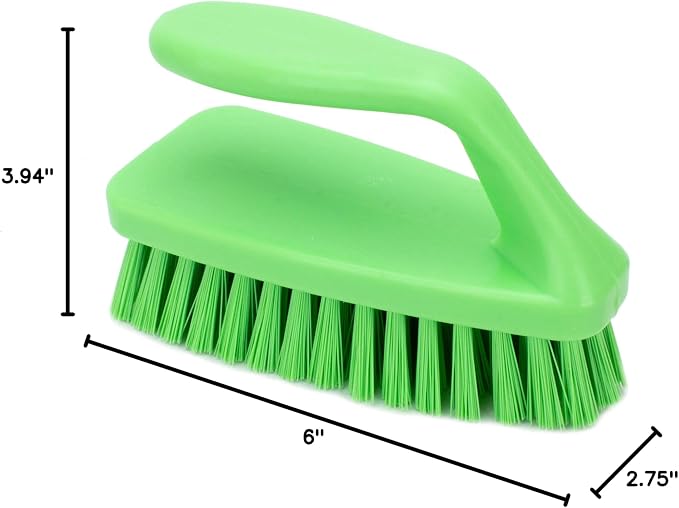SPARTA Scrub Brush with Iron Shaped Handle and Stiff Bristles, Heavy Duty Scrubber Brush for Kitchen, Bathroom, Shower, Tile, Sink, Carpet and Bakepans, Polypropylene, 6 Inches, Lime