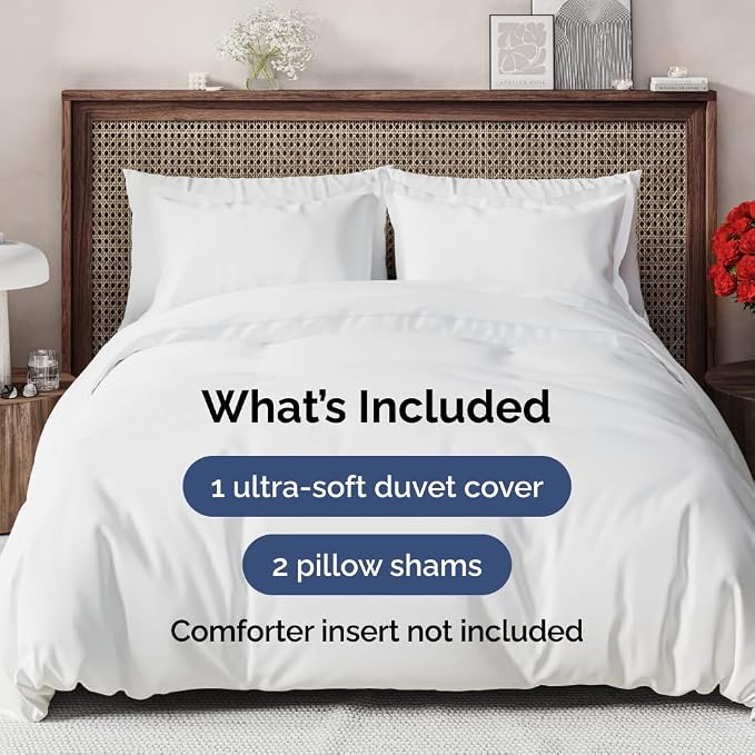 Duvet Cover Oversized King Size Set - Extra Soft Oversized King Duvet Cover 120" x 98" with 2 Pillow Shams for Women, Men, Kids & Teens - Comfy, Cozy, Hotel Luxury with Zipper Closures & Ties (White)