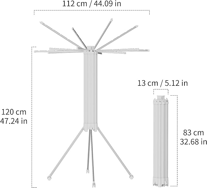 RFOUO Clothes Drying Rack Aluminum-4 Legs 16rods Single Layer, Portable Foldable Drying Rack,Space Saving Laundry Drying Rack,Drying Rack Clothing for Laundry Bedroom Household