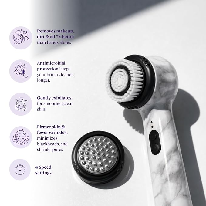 Michael Todd Beauty Soniclear Allure 2026 Readers Choice Winner Sonic (no Rotating) Facial Cleansing + Exfoliation Brush for Men/Women, Antimicrobial Protected Bristles, 4 speeds, Serum Infusion Head