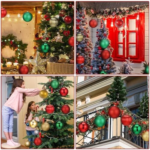 Poen 12 Pcs 6 Inch Classic Christmas Ball Ornaments Shatterproof