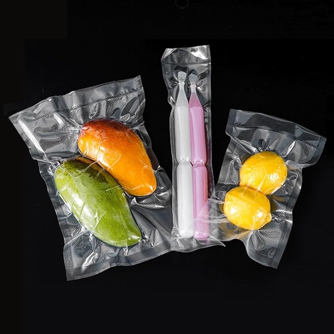 500 Pack 1.57x9.84 inch Clear Embossed Vacuum Bags for Food Saver | Inner 1.18x9.45 inch, Flat Open Top Packets, Heat Seal Tear Notch Pouches, Vacuum Sealer Food Storage Sacks, Freezer Safe