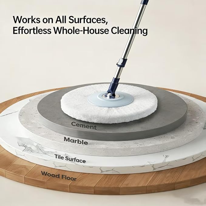 360° Spin Mop & Bucket System with 4 Microfiber Mop Pads | Detachable 2-in-1 Bucket, Efficient Floor Cleaning, For All Hard Floors