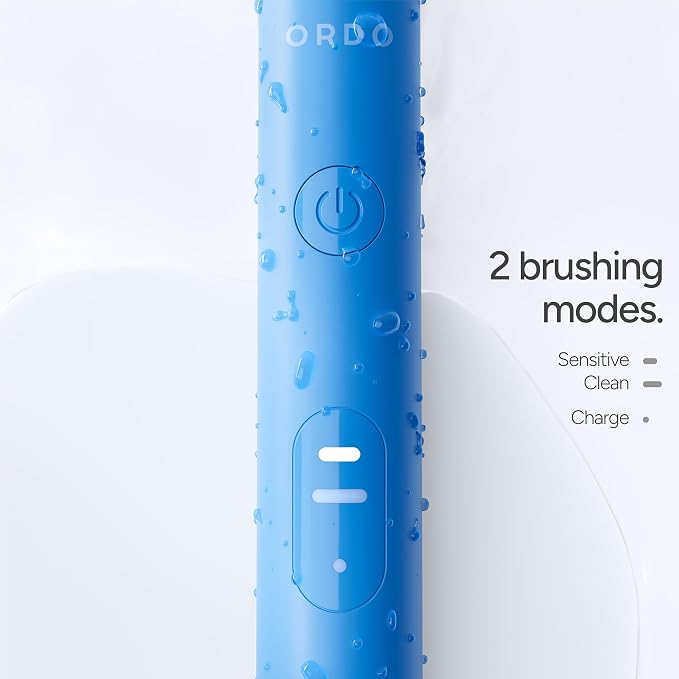 ORDO Sonic Lite Electric Toothbrush, Adults, Rechargeable, USB-C, Sky | Rechargeable sonic electric toothbrush, 35,000 pulses/min, dual modes, smart timer, 5+ week battery, USB-C charger