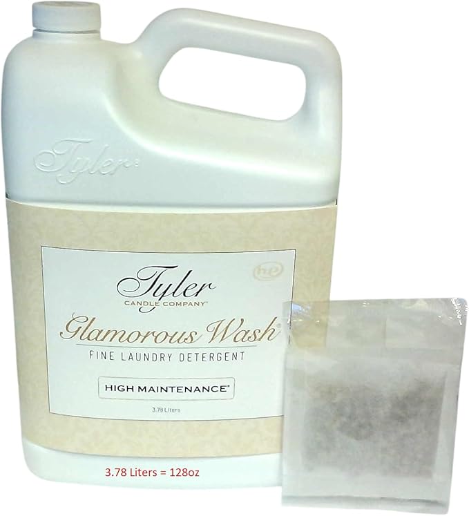 Tyler Candle Wash Laundry Detergent - High Maintenance 128 Fl oz/with Dryer Sachet Single Pouch xl